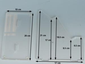 Dimensions des pices du prsentoir acrylique modulable pour lame