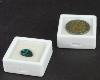 2a) 20x Boites de gemmologie 4x4 pierre taillée, dessus verre.