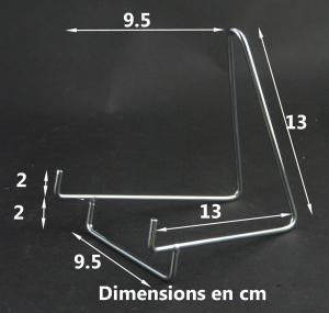 Les dimensions du chevalet mtallique chroms PLA-DE-9/12 pour prsentation de minraux