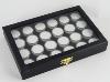 2a) Coffret pierres taillées vitré, 24 boites rondes plastique